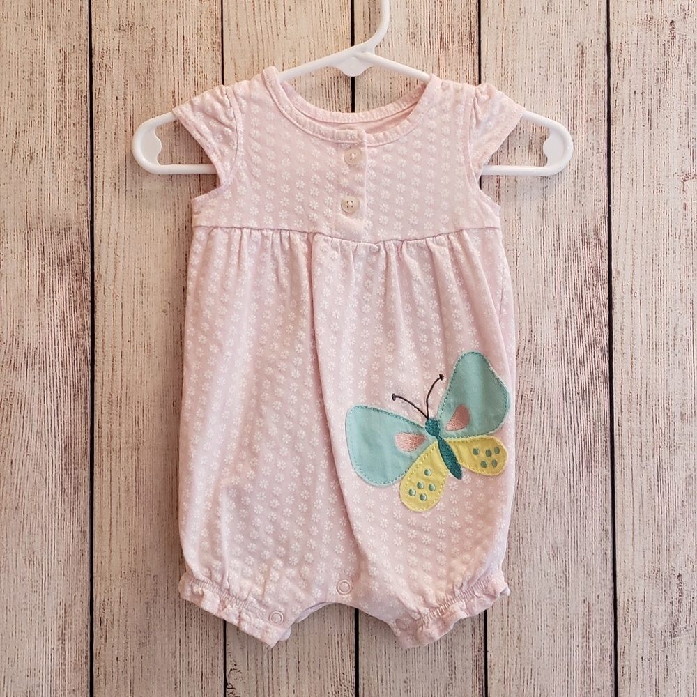 Carter's pink butterfly romper 3m
